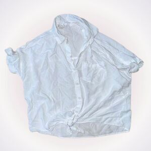 Beach Lunch Lounge White Tie-Front Collared Shirt | Sz XS